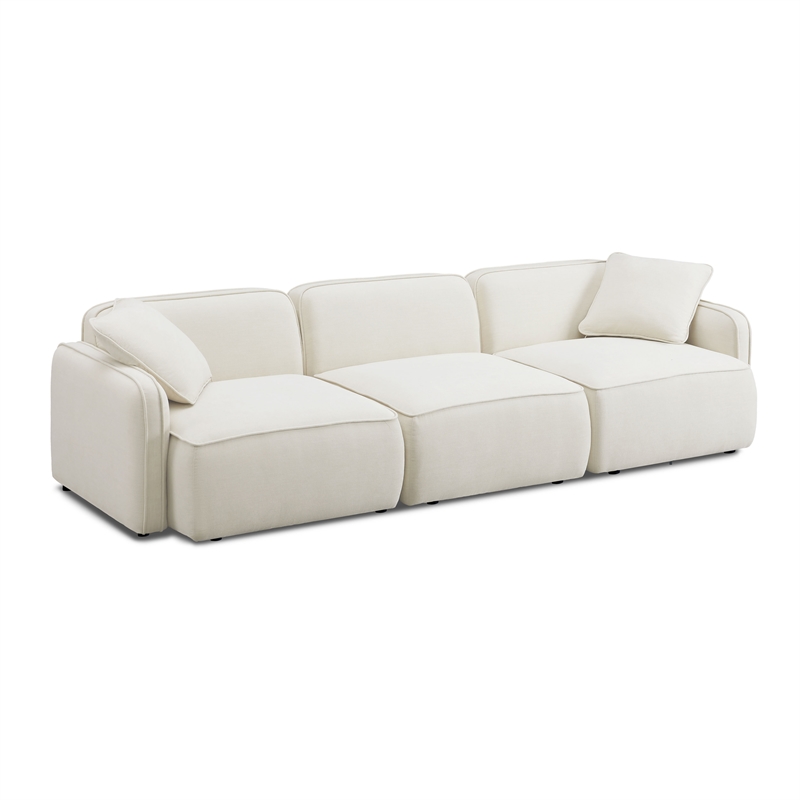 Pemberly Row Contemporary Accent Sand Upcycled Linen Modular Sofa