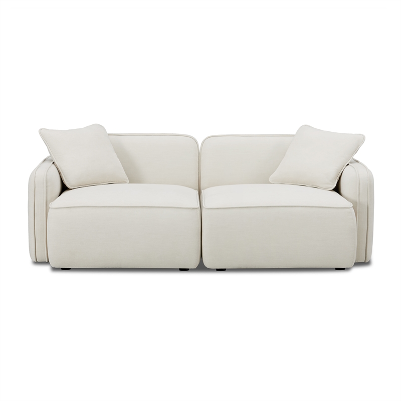 Pemberly Row Contemporary Sand Upcycled Linen Modular Loveseat