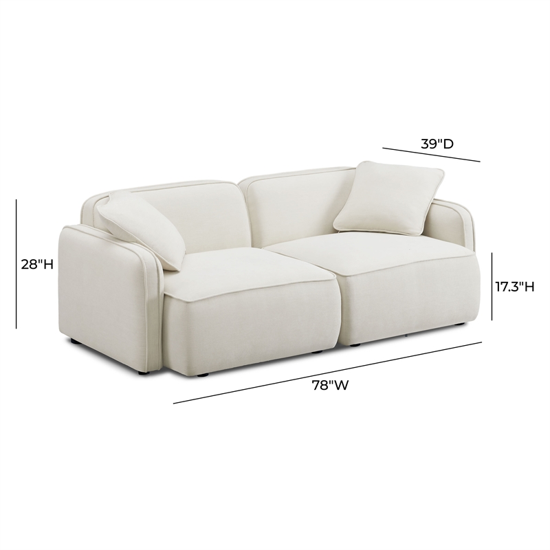 Pemberly Row Contemporary Sand Upcycled Linen Modular Loveseat