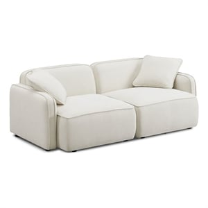 Pemberly Row Contemporary Sand Upcycled Linen Modular Loveseat