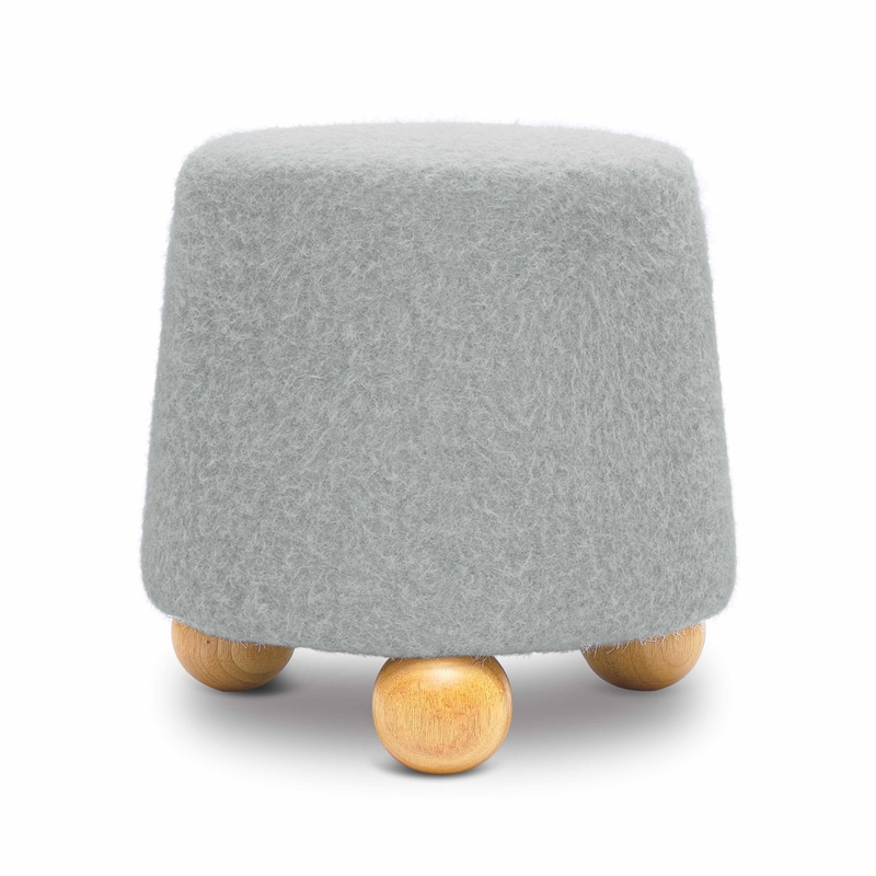 Pemberly Row Contemporary Accent Stone Gray Loose Mohair Ottoman