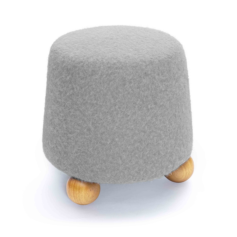 Pemberly Row Contemporary Accent Stone Gray Loose Mohair Ottoman