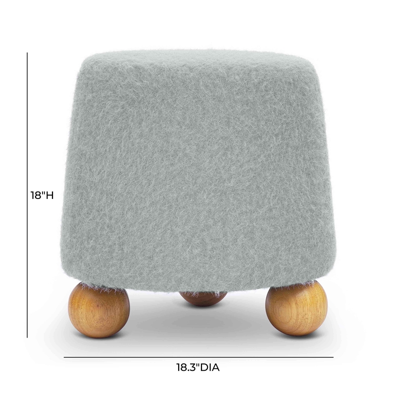 Pemberly Row Contemporary Accent Stone Gray Loose Mohair Ottoman