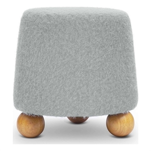 Pemberly Row Contemporary Accent Stone Gray Loose Mohair Ottoman
