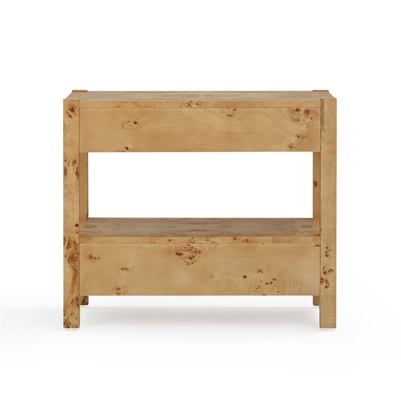 Pemberly Row Contemporary Accent Honey Burl Wooden Nightstand