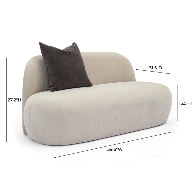 Pemberly Row Contemporary Accent Taupe Upcycled Chenille Loveseat