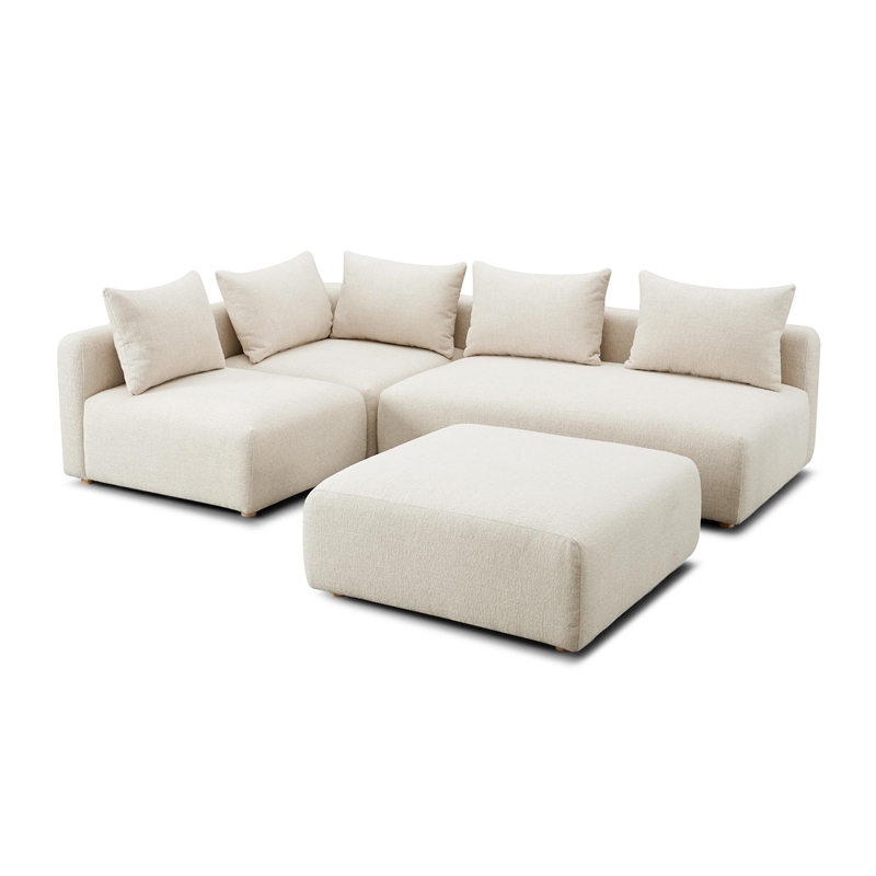 Pemberly Row Cream Heavy Textured Fabric 4-Piece Modular Chaise Sectional