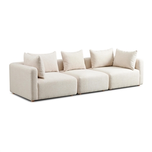 Pemberly Row Contemporary Accent Cream Heavy Textured Fabric Sofa