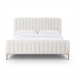 Pemberly Row Contemporary Accent Natural Upcycled Linen Queen Bed