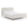 Pemberly Row Contemporary Accent Natural Upcycled Linen Queen Bed