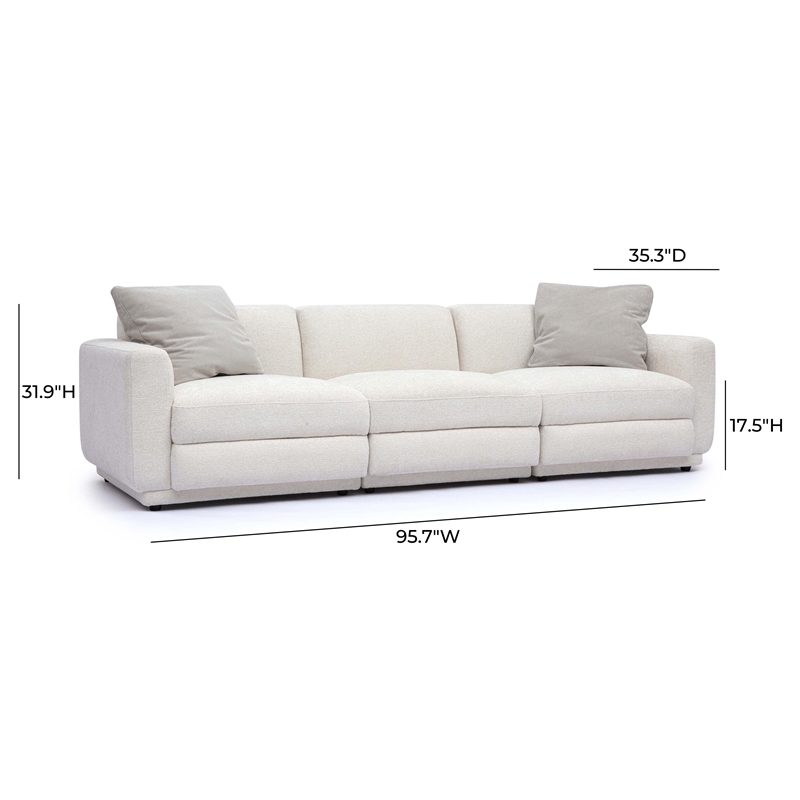 Pemberly Row Contemporary Accent Cream Chenille Modular Sofa