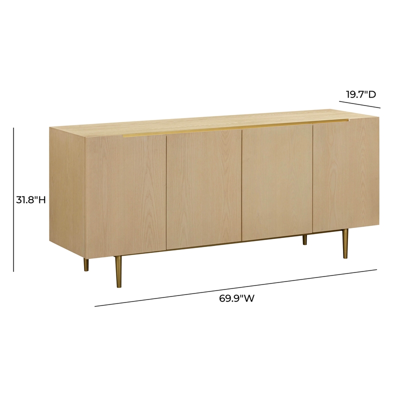 Pemberly Row Contemporary Accent Washed Natural Ash Sideboard