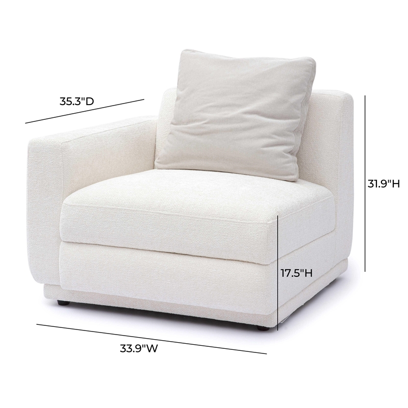 Pemberly Row Contemporary Cream Chenille Modular LAF Corner Chair