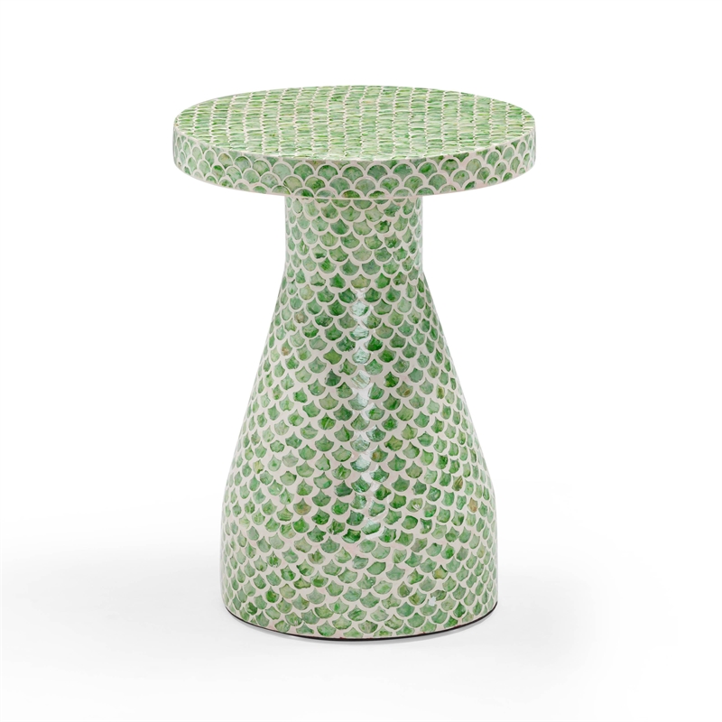 Pemberley Row Green Shell Side Table Square Hand-Inlaid 18