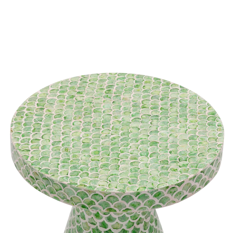 Pemberley Row Green Shell Side Table Square Hand-Inlaid 18