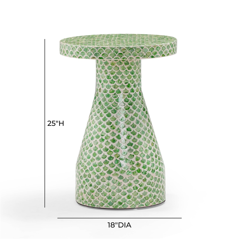 Pemberley Row Green Shell Side Table Square Hand-Inlaid 18