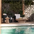 Pemberly Row Black Rattan Performance Fabric Outdoor Armchair