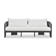 Pemberly Row Contemporary Black Rattan Performance Fabric Outdoor Sofa