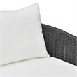Pemberly Row Contemporary Black Rattan Performance Fabric Outdoor Sofa