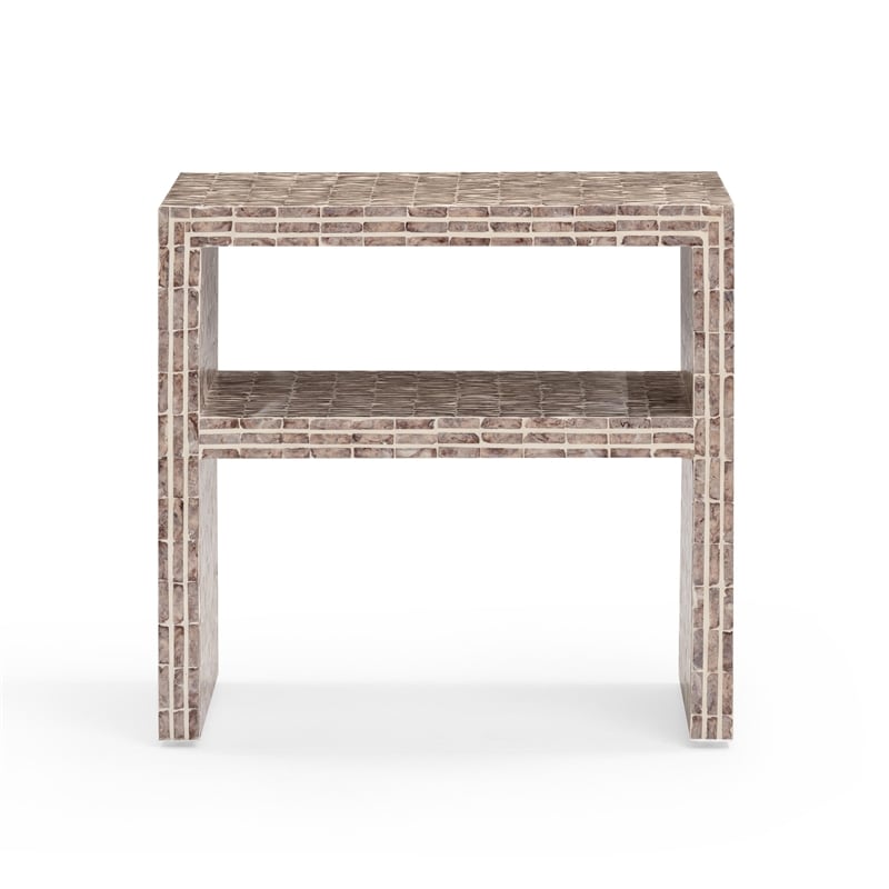 Pemberly Row Contemporary Accent Lavender Capiz Shell Nightstand