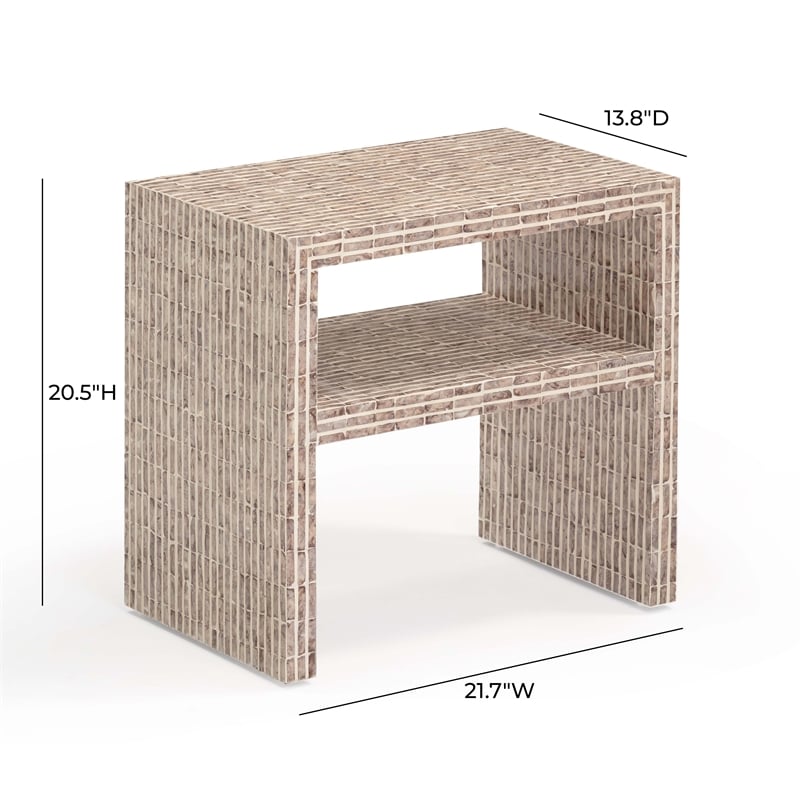 Pemberly Row Contemporary Accent Lavender Capiz Shell Nightstand