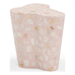 Pemberly Row Contemporary Slab Sunset Pink Terrazzo Side Table