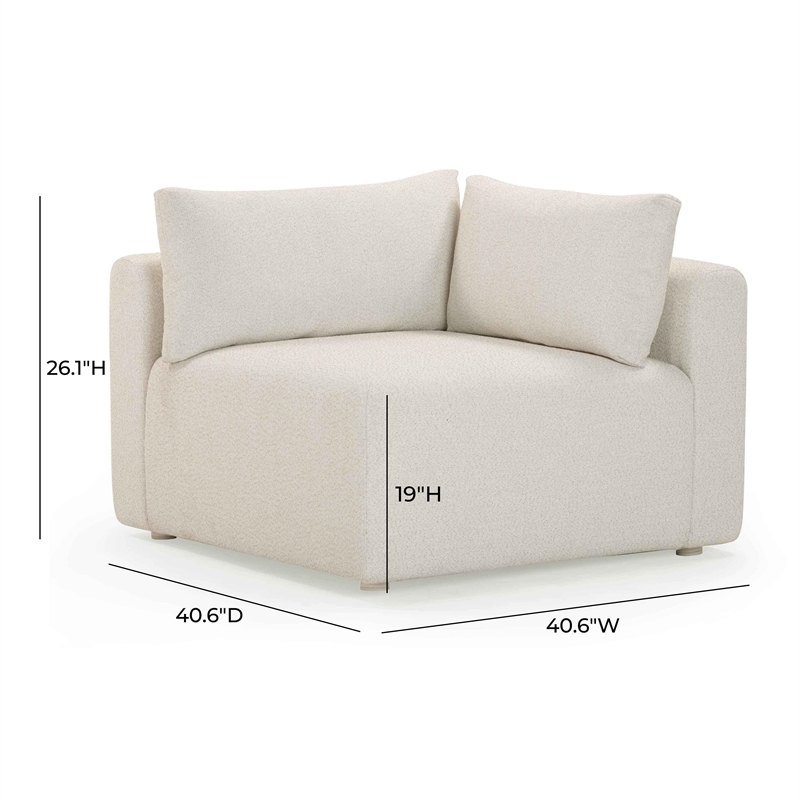Pemberly Row Contemporary Cream Modular Outdoor Corner Chair