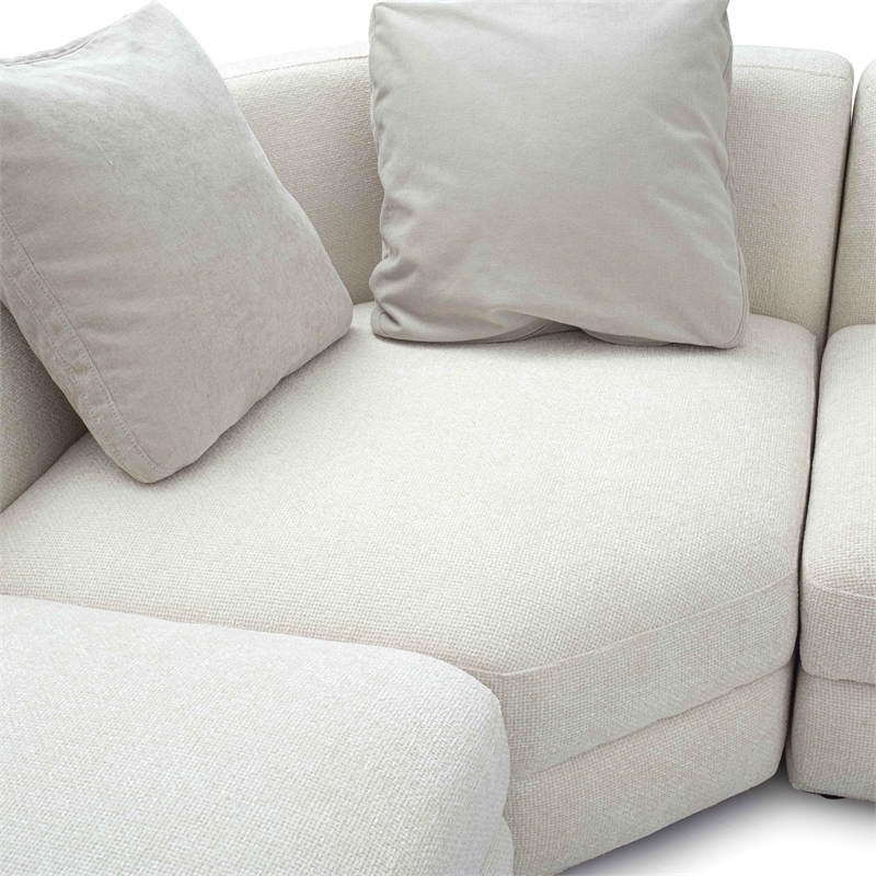 Pemberly Row Contemporary Cream Chenille Modular Large U-Sectional
