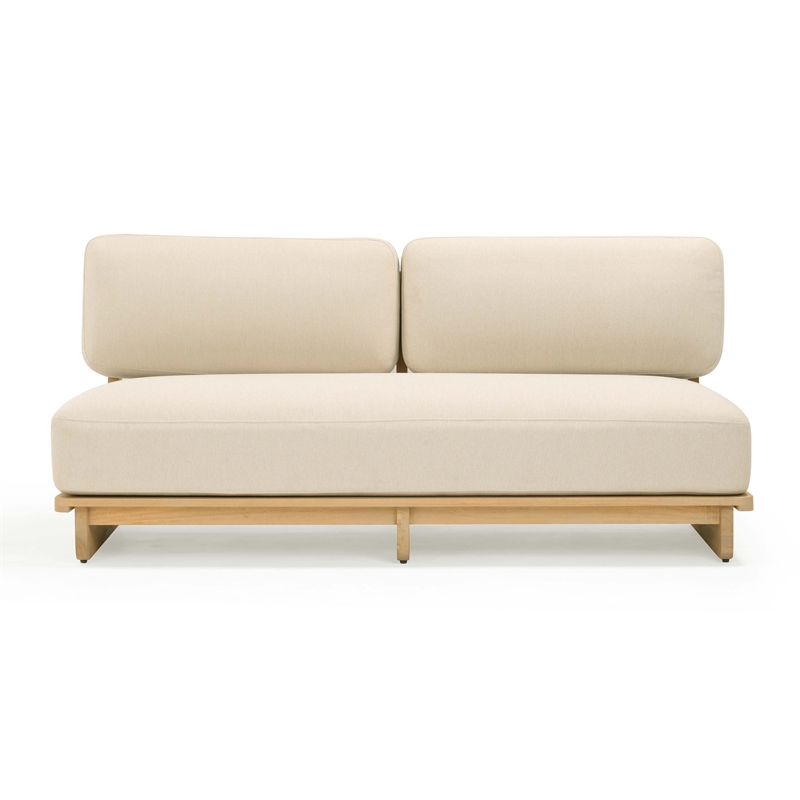 Pemberly Row Contemporary Cream Outdoor Upholstered Lounge Sofa