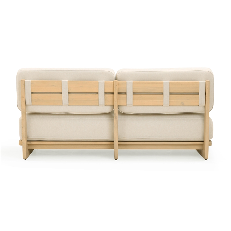 Pemberly Row Contemporary Cream Outdoor Upholstered Lounge Sofa