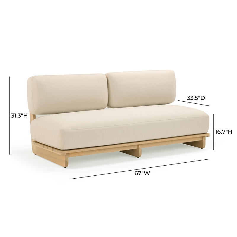 Pemberly Row Contemporary Cream Outdoor Upholstered Lounge Sofa