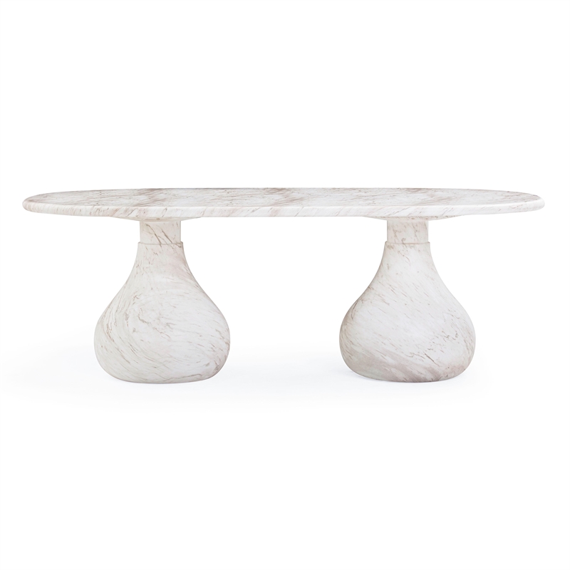 Pemberly Row White Marble Print Indoor / Outdoor 87