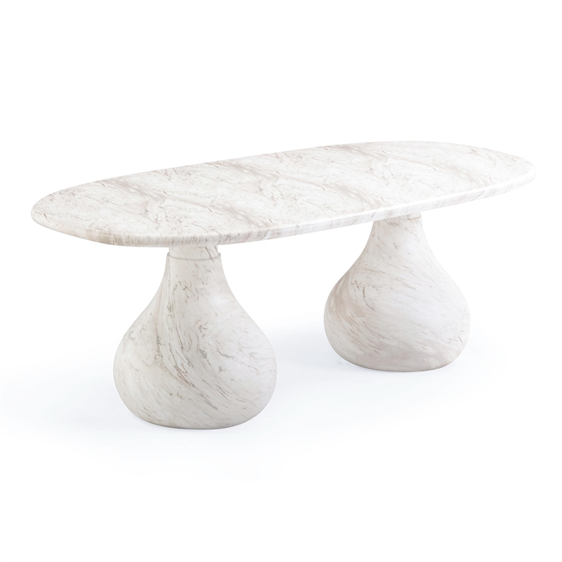 Pemberly Row White Marble Print Indoor / Outdoor 87