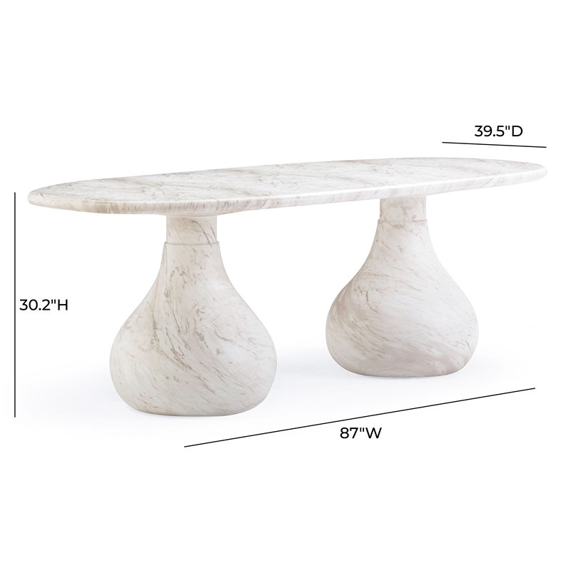 Pemberly Row White Marble Print Indoor / Outdoor 87