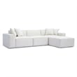 Pemberly Row Contemporary Cream Chenille Basketweave Modular Sectional