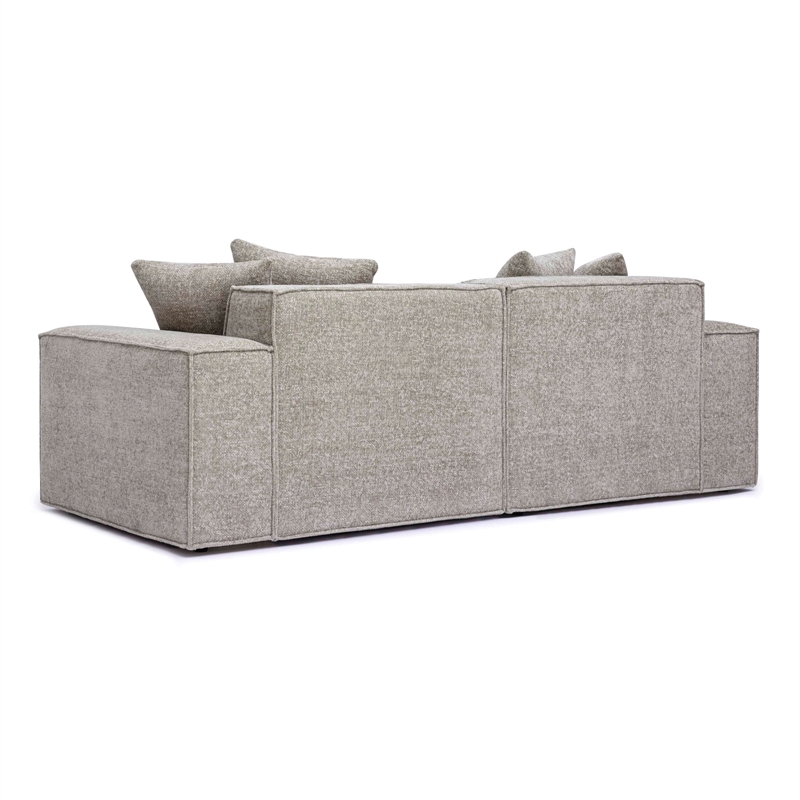 Pemberly Row Contemporary Taupe Chenille Basketweave Modular Loveseat