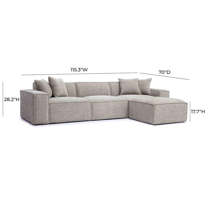 Pemberly Row Contemporary Taupe Chenille Basketweave Modular Sectional