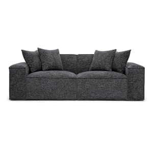 Pemberly Row Contemporary Charcoal Chenille Basketweave Modular Loveseat