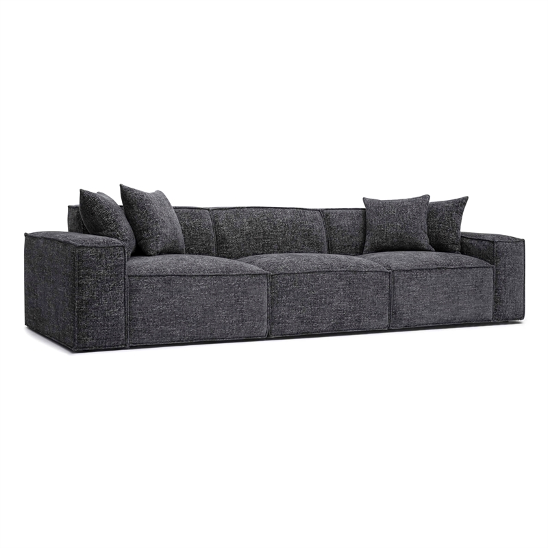 Pemberly Row Contemporary Charcoal Chenille Basketweave Modular Sofa