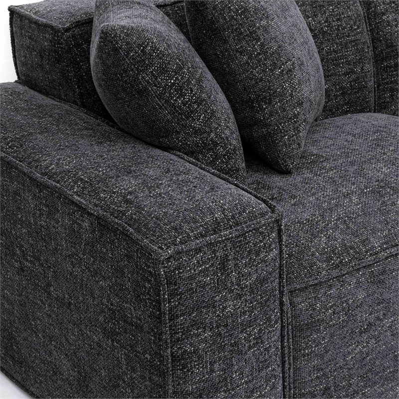 Pemberly Row Charcoal Chenille Basketweave Modular Sectional