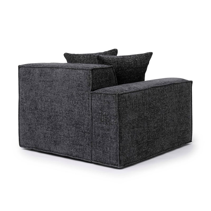 Pemberly Row Contemporary Charcoal Chenille Basketweave LAF Corner Chair
