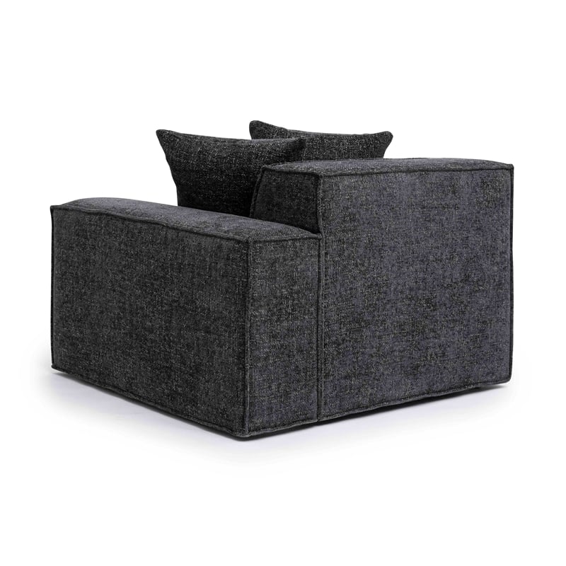 Pemberly Row Contemporary Charcoal Chenille Basketweave RAF Corner Chair