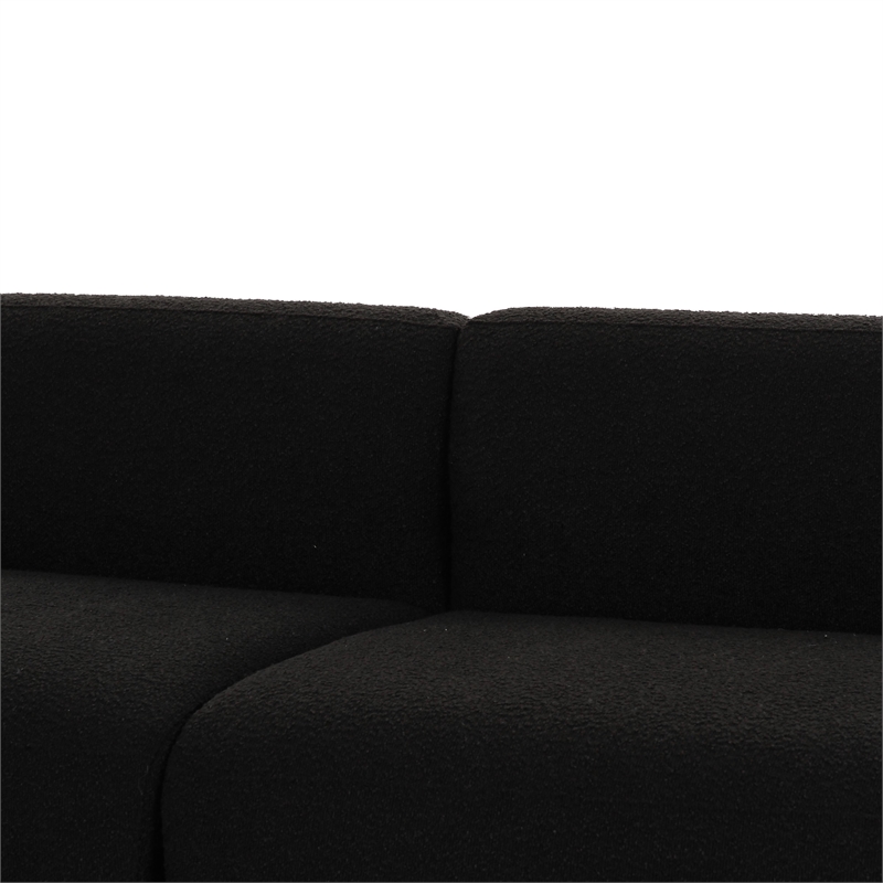 Pemberly Row Upholstered Contemporary Accent Black Boucle Sofa