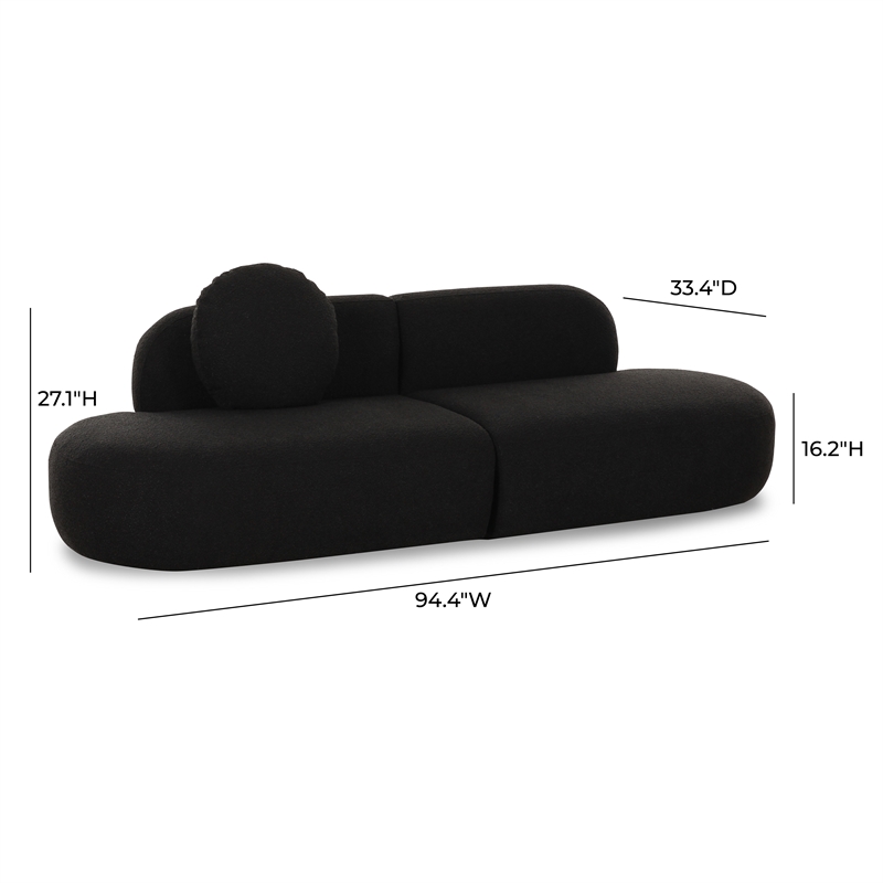 Pemberly Row Upholstered Contemporary Accent Black Boucle Sofa