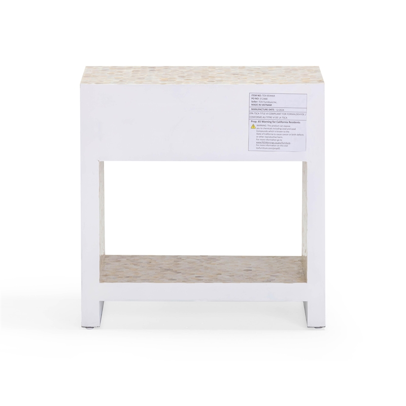 Pemberley Row Mother of Pearl Natural Nightstand Rectangular Fully Assembled 21.7