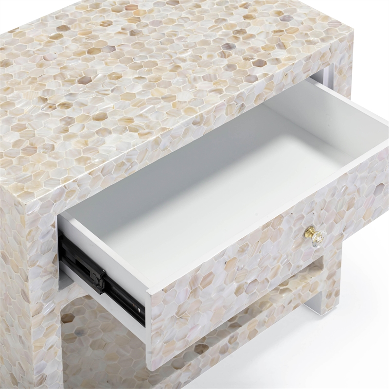 Pemberley Row Mother of Pearl Natural Nightstand Rectangular Fully Assembled 21.7