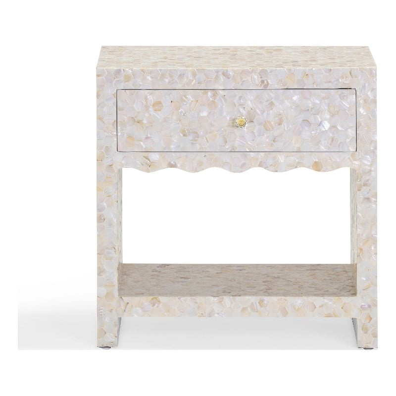 Pemberley Row Mother of Pearl Natural Nightstand Rectangular Fully Assembled 21.7