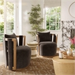 Pemberly Row Contemporary Chocolate Brown Upcycled Fabric Swivel Chair