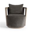 Pemberly Row Contemporary Chocolate Brown Upcycled Fabric Swivel Chair