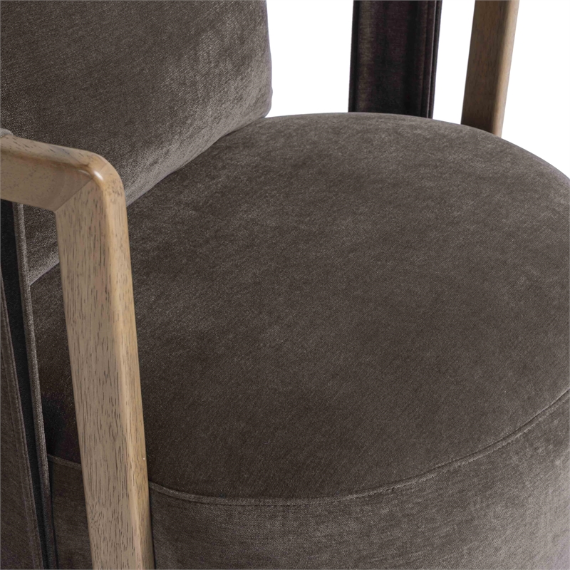 Pemberly Row Contemporary Chocolate Brown Upcycled Fabric Swivel Chair